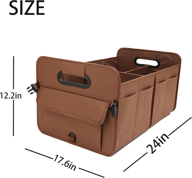 AOKJOY Car Trunk Organizer, Brown, Foldable, Non-slip, Adjustable, Multiple Compartments, 600D Oxford Cloth Material - Image 3